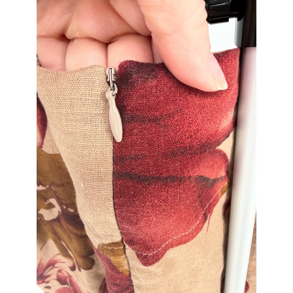Cato Maxi Skirt Women 18/20W Tan Red Floral Linen Blend Excellent Boho Long - Picture 5 of 9
